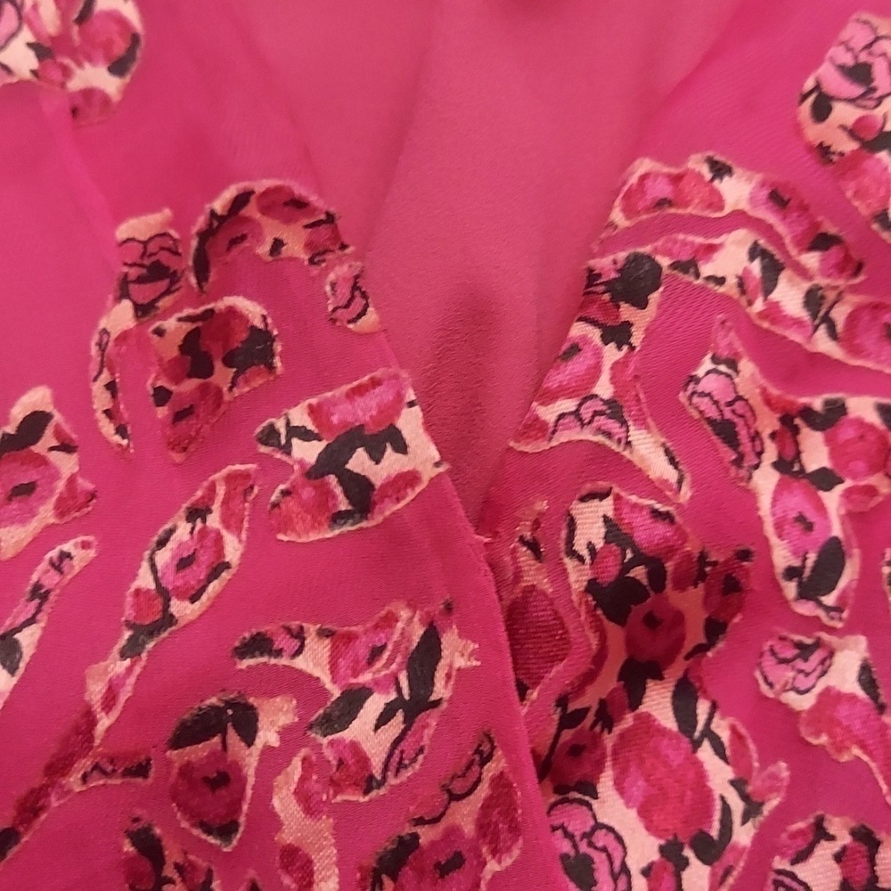 WHITE HOUSE BLACK MARKET Fuschia Sleeveless Faux Wrap Silk Floral Pullover Top S - Picture 10 of 12